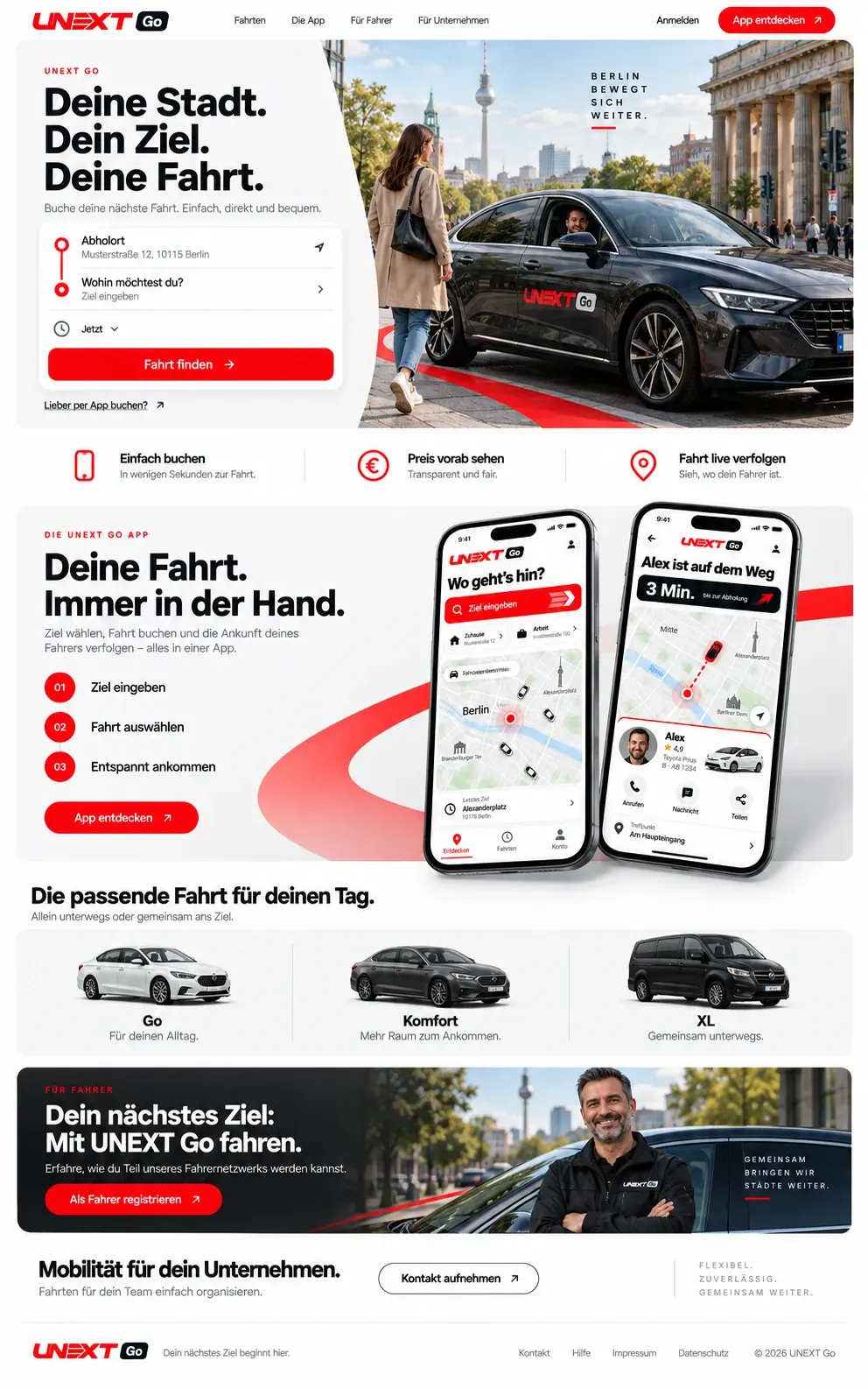 Vollständiger UNEXT Go Website-Entwurf